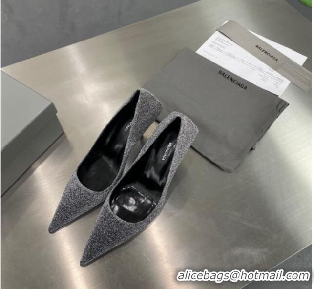 Best Price Balenciaga Square Knife Glitter Pumps 8.5cm Silver 122602