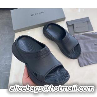 Shop Duplicate Balenciaga Rubber Pool Crocs Slide Sandals Black 2261149