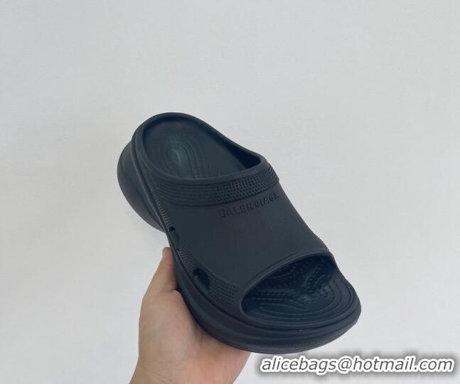 Shop Duplicate Balenciaga Rubber Pool Crocs Slide Sandals Black 2261149