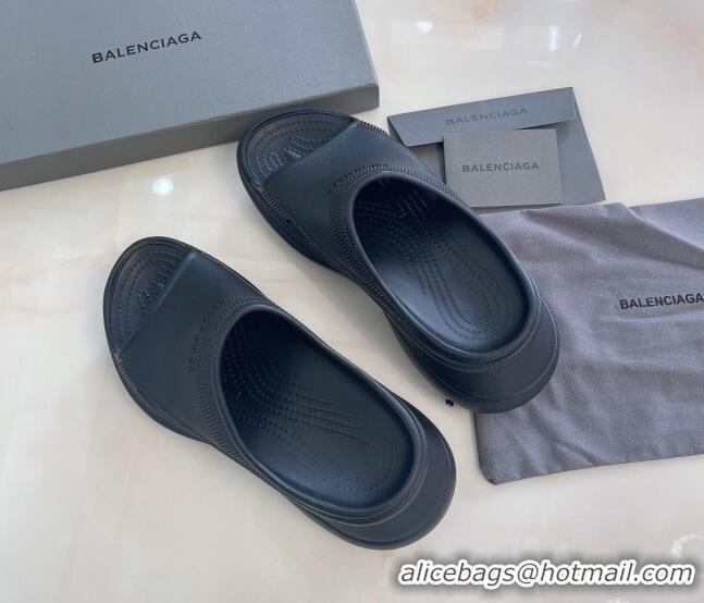 Shop Duplicate Balenciaga Rubber Pool Crocs Slide Sandals Black 2261149