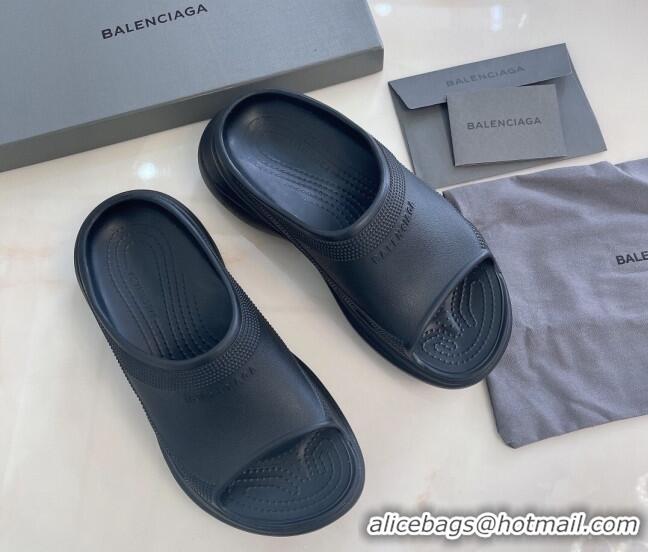 Shop Duplicate Balenciaga Rubber Pool Crocs Slide Sandals Black 2261149