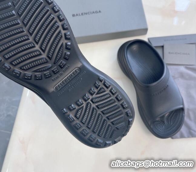 Shop Duplicate Balenciaga Rubber Pool Crocs Slide Sandals Black 2261149