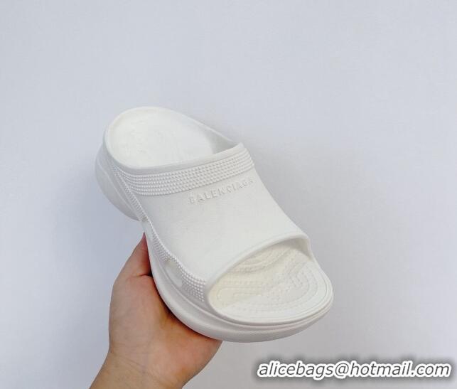 Good Quality Balenciaga Rubber Pool Crocs Slide Sandals White 2261151