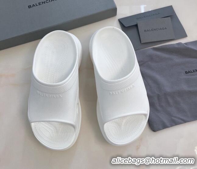 Good Quality Balenciaga Rubber Pool Crocs Slide Sandals White 2261151