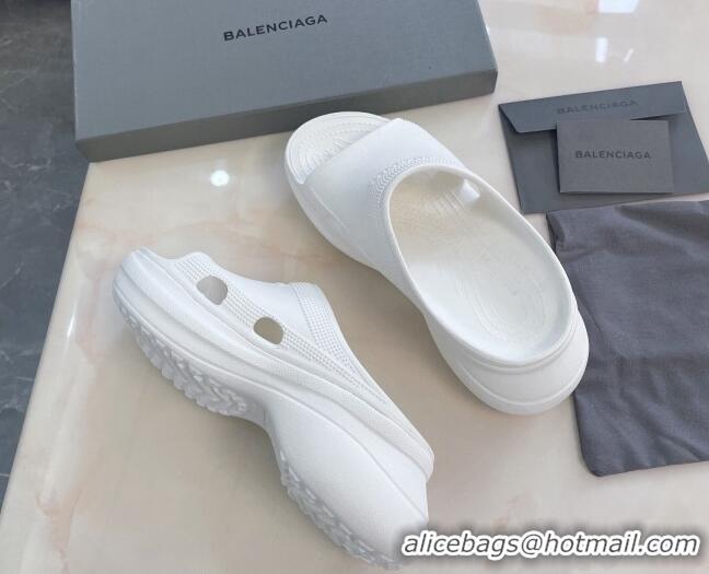 Good Quality Balenciaga Rubber Pool Crocs Slide Sandals White 2261151