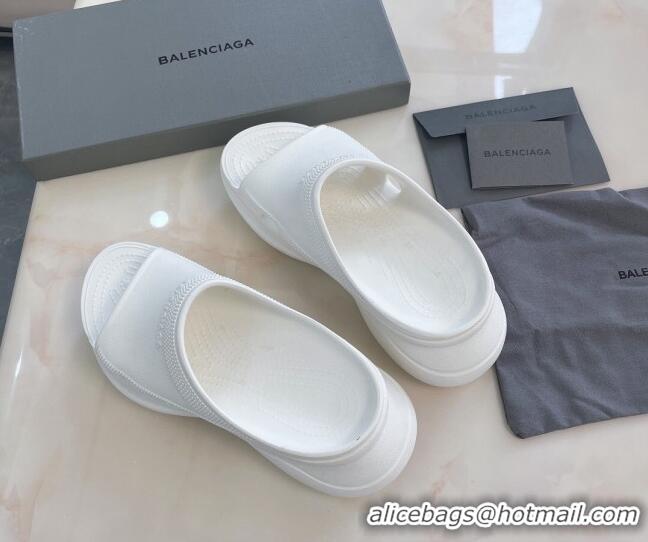 Good Quality Balenciaga Rubber Pool Crocs Slide Sandals White 2261151