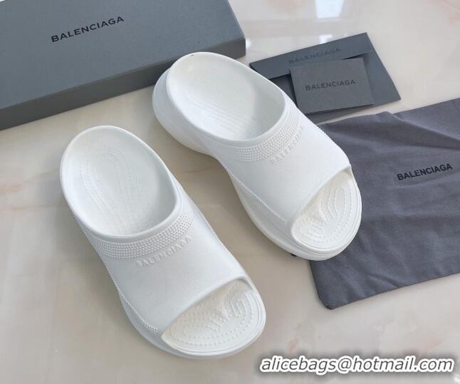 Good Quality Balenciaga Rubber Pool Crocs Slide Sandals White 2261151