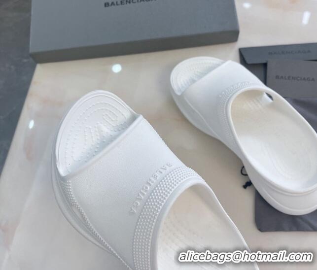 Good Quality Balenciaga Rubber Pool Crocs Slide Sandals White 2261151