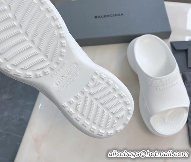 Good Quality Balenciaga Rubber Pool Crocs Slide Sandals White 2261151