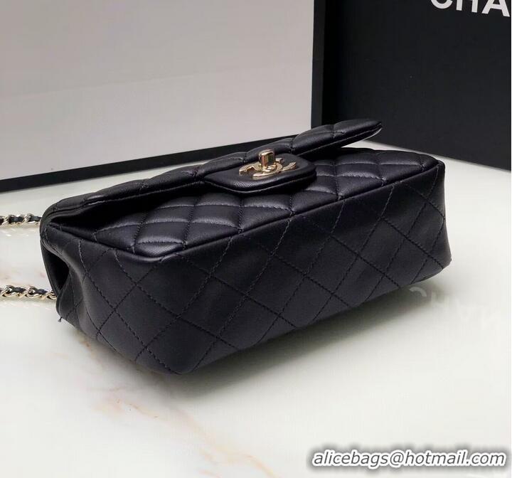 Famous Brand CHANEL mini flap bag with top handle AS2431 Black&Gold-Tone