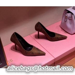 Good Quality Balenciaga Square Knife Pumps 10.5cm with Allover Logo Crystals Gold 0331037