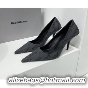 Famous Balenciaga Square Knife BB Pumps 8.5cm in Black BB Monogram Jacquard 0331046