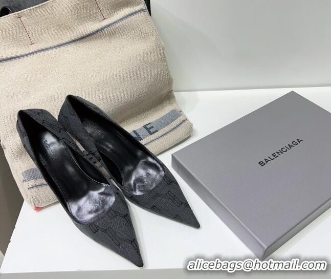 Famous Balenciaga Square Knife BB Pumps 8.5cm in Black BB Monogram Jacquard 0331046