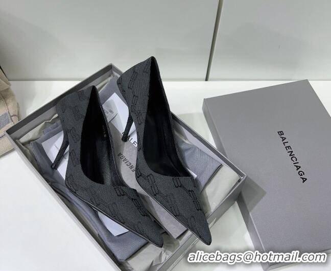 Famous Balenciaga Square Knife BB Pumps 8.5cm in Black BB Monogram Jacquard 0331046