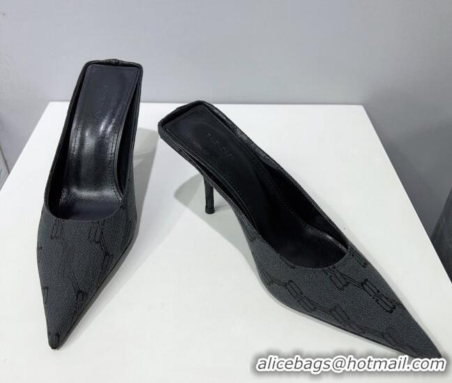 Unique Style Balenciaga Square Knife BB Mules 8.5cm in Black BB Monogram Jacquard 0331047