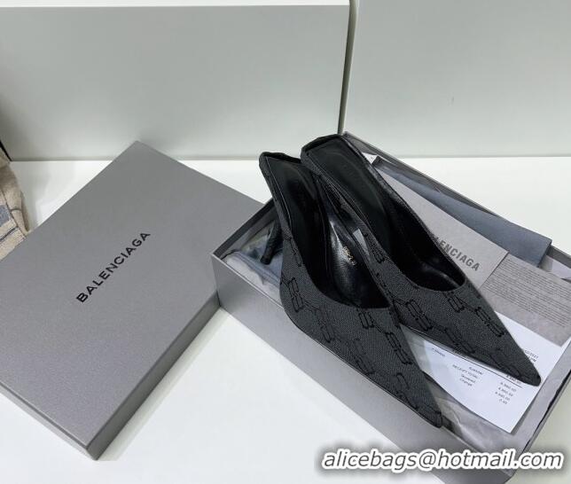 Unique Style Balenciaga Square Knife BB Mules 8.5cm in Black BB Monogram Jacquard 0331047