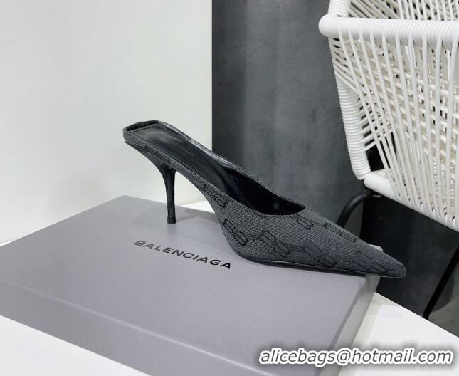 Unique Style Balenciaga Square Knife BB Mules 8.5cm in Black BB Monogram Jacquard 0331047