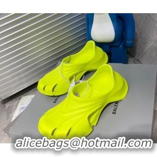 Best Price Balenciaga Logo Pool Slides Sandals Neon Green 419007