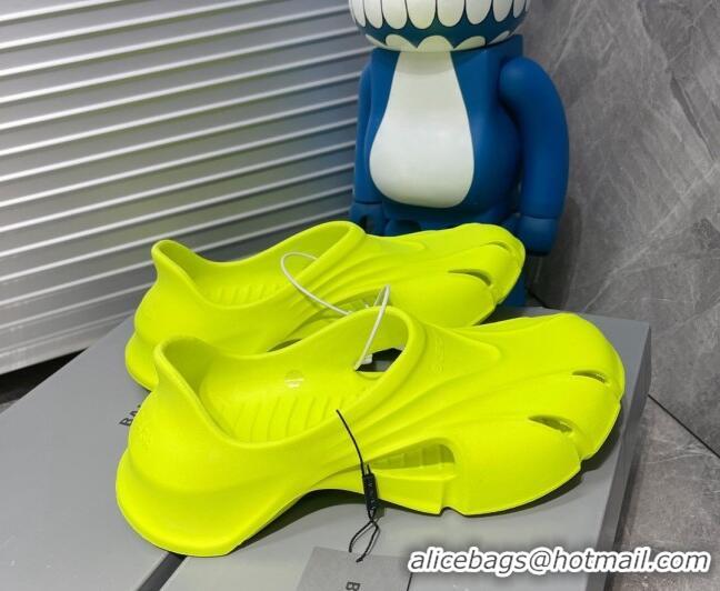 Best Price Balenciaga Logo Pool Slides Sandals Neon Green 419007