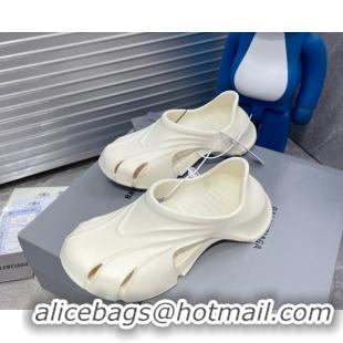 Pretty Style Balenciaga Logo Pool Slides Sandals White 0419009