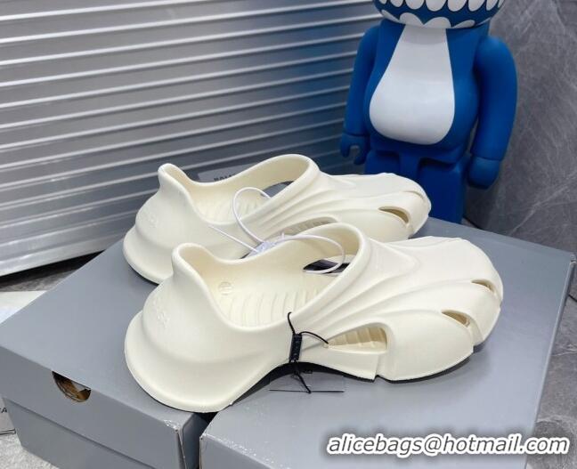 Pretty Style Balenciaga Logo Pool Slides Sandals White 0419009