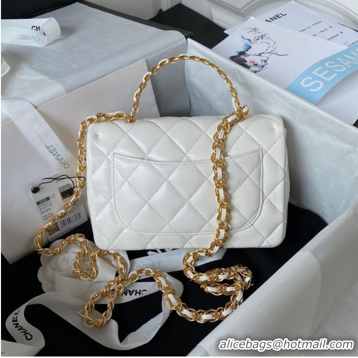 Grade Quality Chanel SMALL FLAP BAG WITH TOP HANDLE AS4023 white