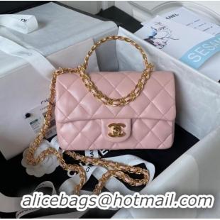 Good Looking Chanel SMALL FLAP BAG WITH TOP HANDLE AS4023 pink