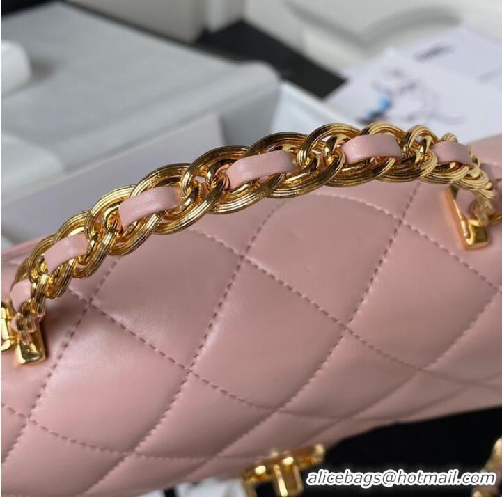 Good Looking Chanel SMALL FLAP BAG WITH TOP HANDLE AS4023 pink