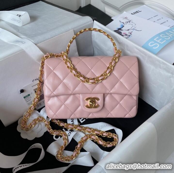 Good Looking Chanel SMALL FLAP BAG WITH TOP HANDLE AS4023 pink