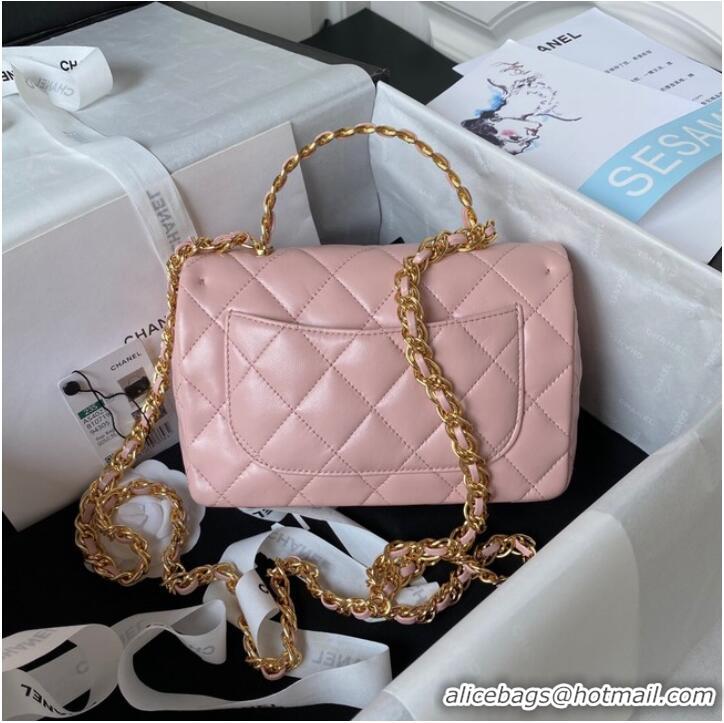 Good Looking Chanel SMALL FLAP BAG WITH TOP HANDLE AS4023 pink