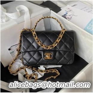 Shop Inexpensive Chanel SMALL FLAP BAG WITH TOP HANDLE AS4023 black