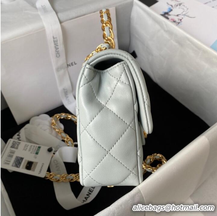 Spot Bulk Chanel SMALL FLAP BAG WITH TOP HANDLE AS4023 Ice blue