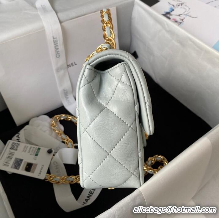 Spot Bulk Chanel SMALL FLAP BAG WITH TOP HANDLE AS4023 Ice blue