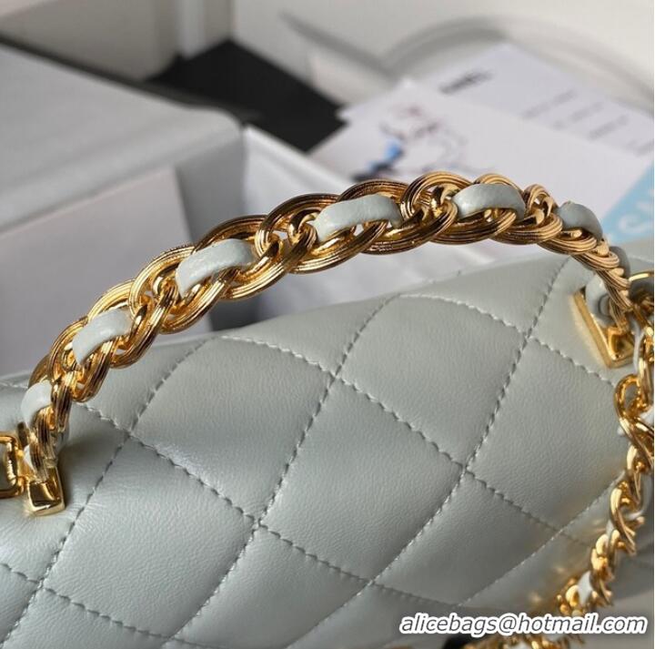 Spot Bulk Chanel SMALL FLAP BAG WITH TOP HANDLE AS4023 Ice blue