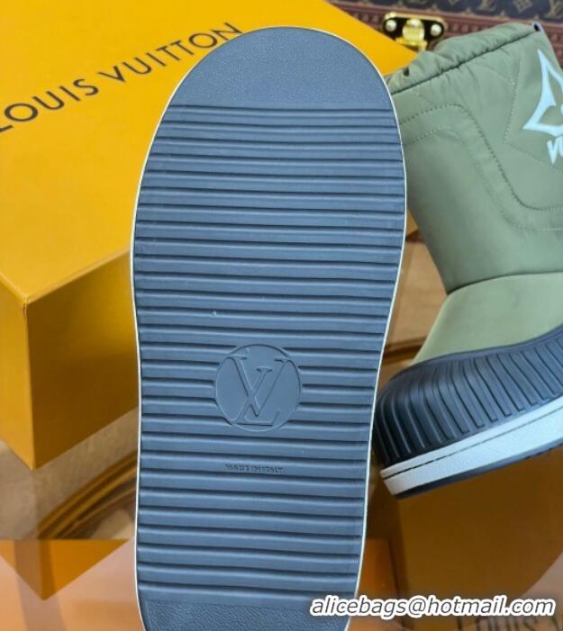 Durable Louis Vuitton Polar Flat Half Boots in Nylon and Leather Green 101085