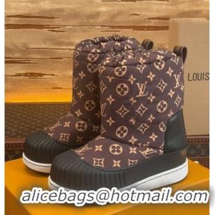 Best Product Louis Vuitton Polar Flat Half Boots in Nylon and Leather Brown 101086