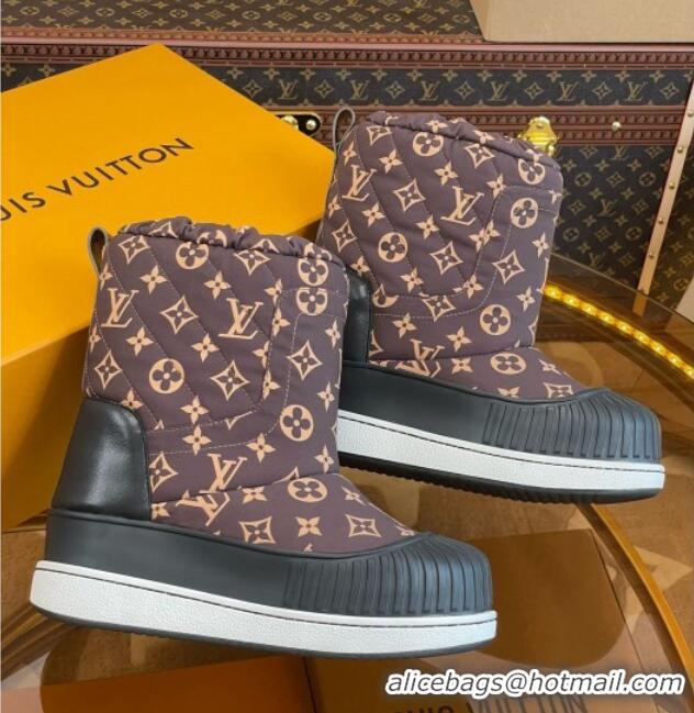 Best Product Louis Vuitton Polar Flat Half Boots in Nylon and Leather Brown 101086