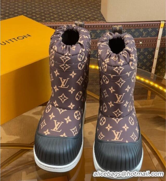 Best Product Louis Vuitton Polar Flat Half Boots in Nylon and Leather Brown 101086