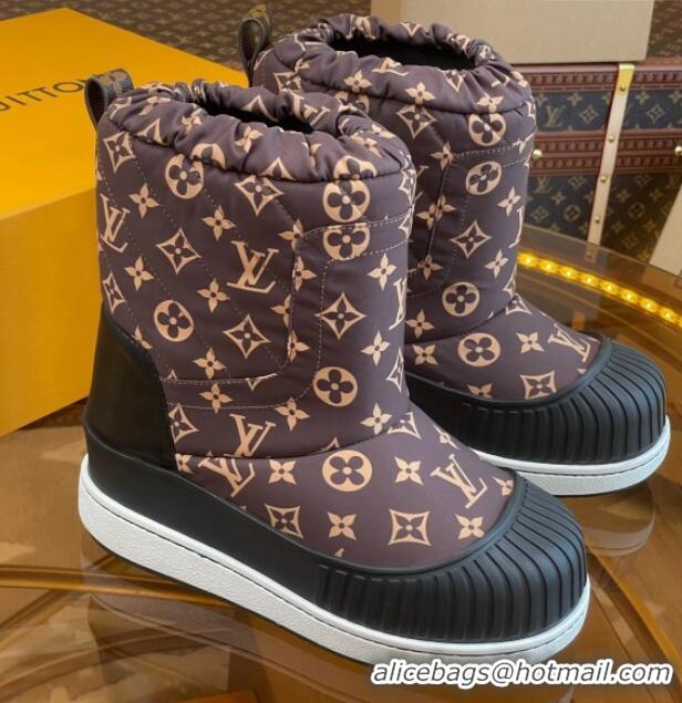 Best Product Louis Vuitton Polar Flat Half Boots in Nylon and Leather Brown 101086