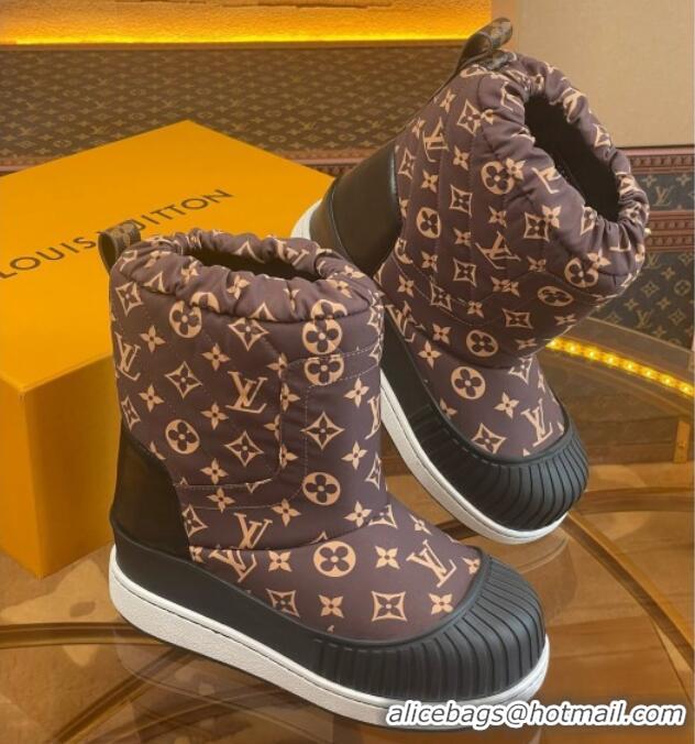 Best Product Louis Vuitton Polar Flat Half Boots in Nylon and Leather Brown 101086