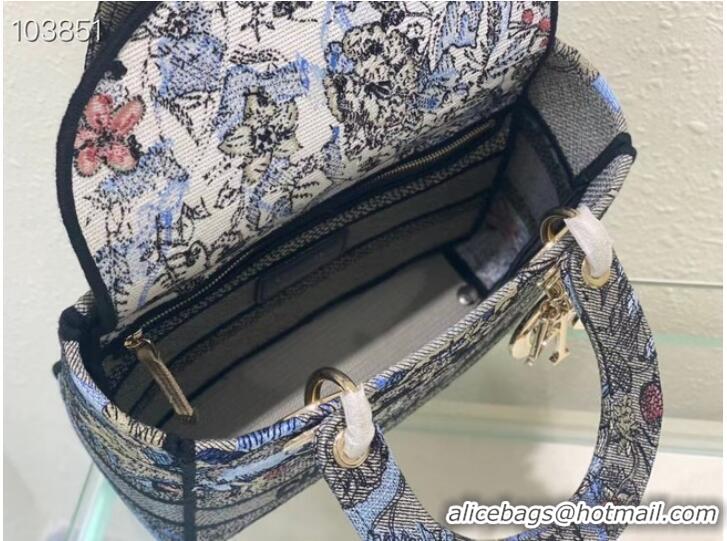 Top Quality Dior MEDIUM LADY D-LITE BAG Denim Multicolor Dior Jardin Magique Embroidery M0565ORZI