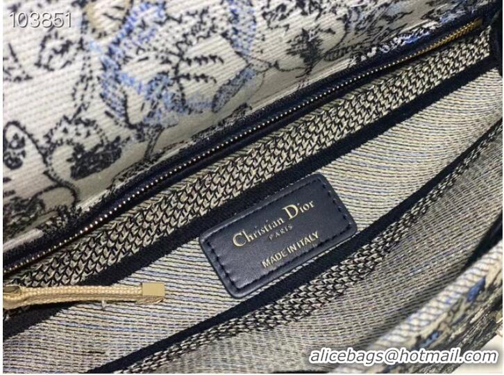 Top Quality Dior MEDIUM LADY D-LITE BAG Denim Multicolor Dior Jardin Magique Embroidery M0565ORZI