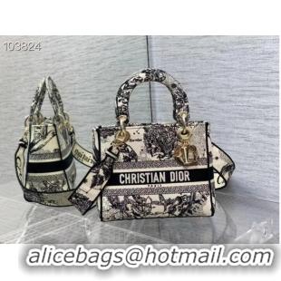 Unique Style Dior MEDIUM LADY D-LITE BAG Denim Multicolor Dior Jardin Magique Embroidery M0565ORZI-3