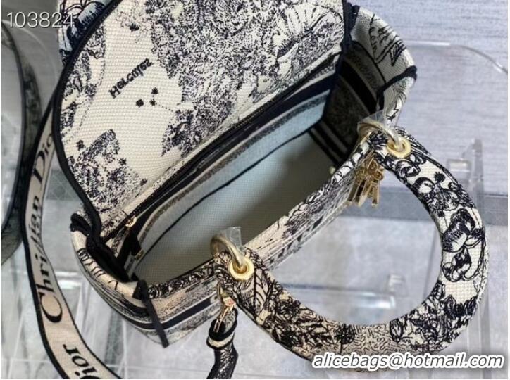 Unique Style Dior MEDIUM LADY D-LITE BAG Denim Multicolor Dior Jardin Magique Embroidery M0565ORZI-3