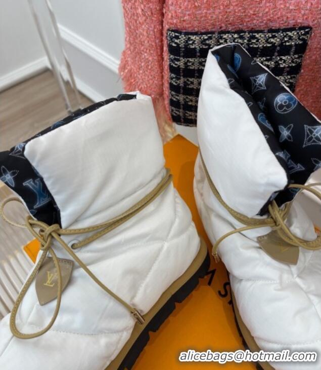 Luxurious Louis Vuitton Pillow Comfort Down Ankle Boot White 101089