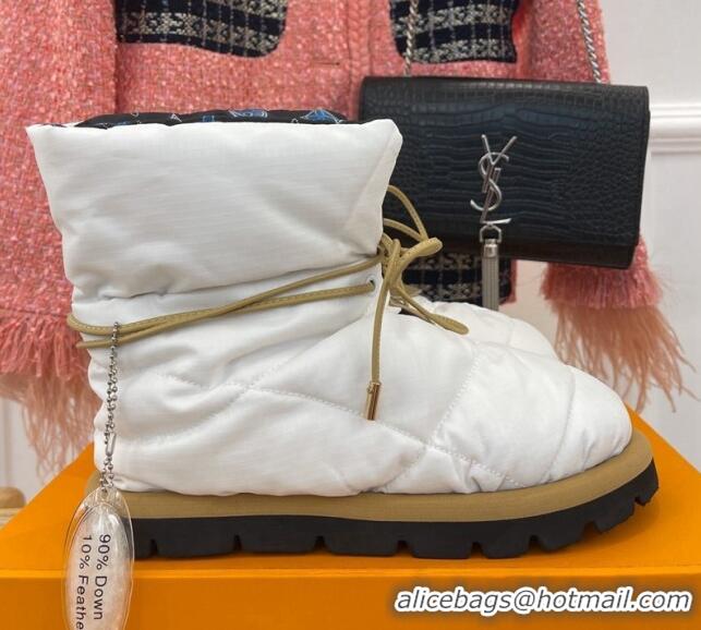 Luxurious Louis Vuitton Pillow Comfort Down Ankle Boot White 101089