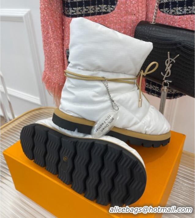 Luxurious Louis Vuitton Pillow Comfort Down Ankle Boot White 101089