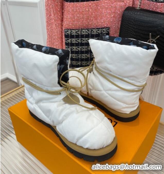 Luxurious Louis Vuitton Pillow Comfort Down Ankle Boot White 101089