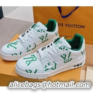 Good Product Louis Vuitton LV Print Trainer Sneakers White/Green 101091