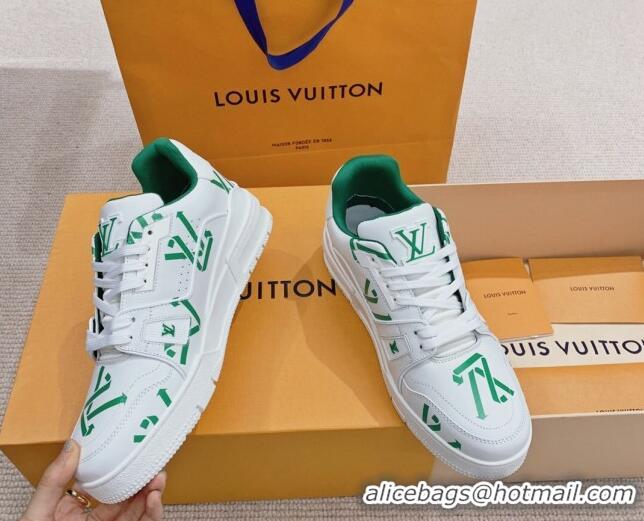 Good Product Louis Vuitton LV Print Trainer Sneakers White/Green 101091